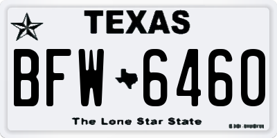 TX license plate BFW6460