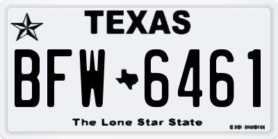 TX license plate BFW6461