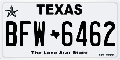 TX license plate BFW6462