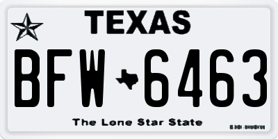 TX license plate BFW6463