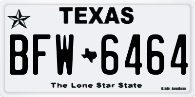 TX license plate BFW6464