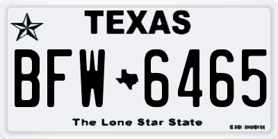 TX license plate BFW6465