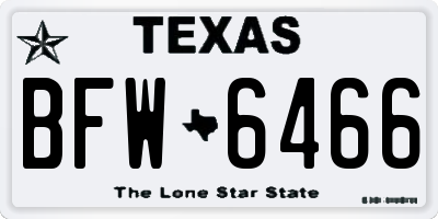 TX license plate BFW6466