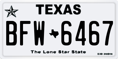 TX license plate BFW6467