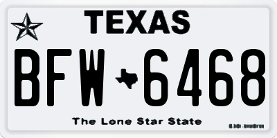 TX license plate BFW6468