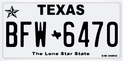 TX license plate BFW6470