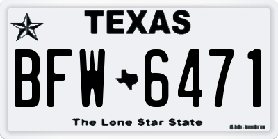 TX license plate BFW6471