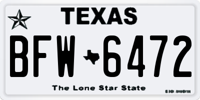 TX license plate BFW6472
