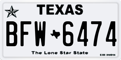 TX license plate BFW6474