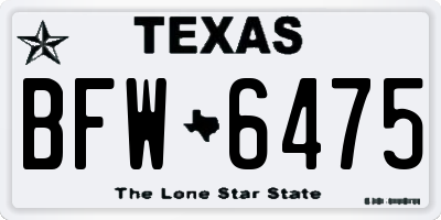 TX license plate BFW6475