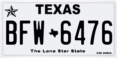 TX license plate BFW6476