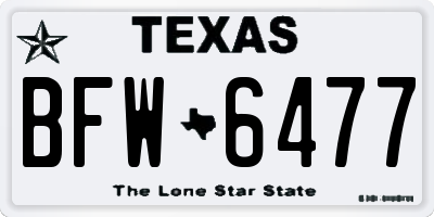 TX license plate BFW6477