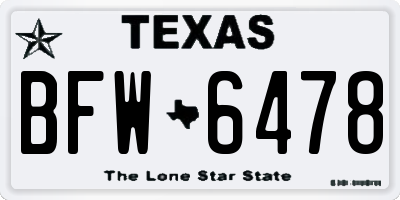 TX license plate BFW6478