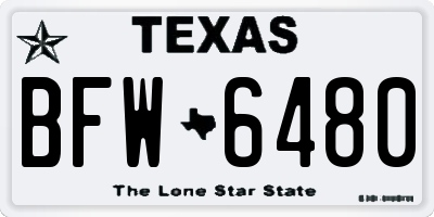 TX license plate BFW6480
