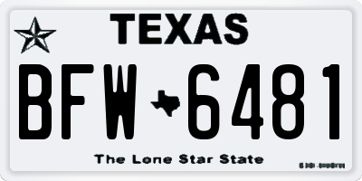 TX license plate BFW6481