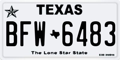 TX license plate BFW6483