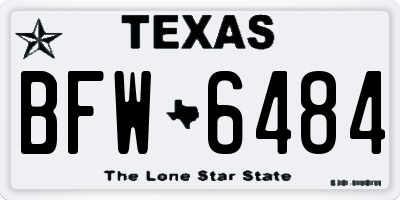 TX license plate BFW6484