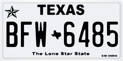 TX license plate BFW6485