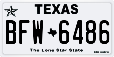 TX license plate BFW6486