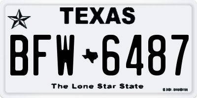 TX license plate BFW6487