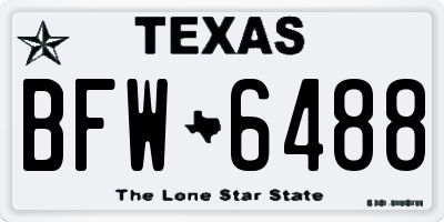 TX license plate BFW6488