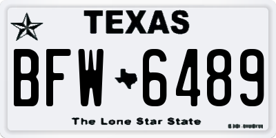 TX license plate BFW6489
