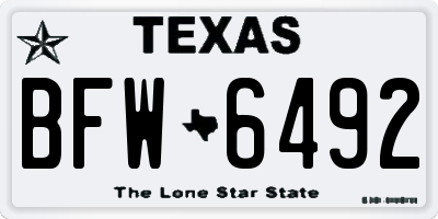 TX license plate BFW6492