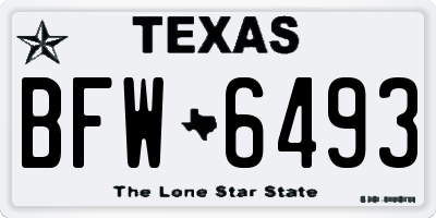 TX license plate BFW6493