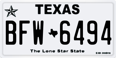 TX license plate BFW6494