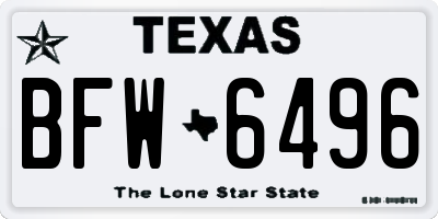 TX license plate BFW6496