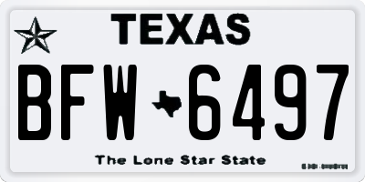 TX license plate BFW6497