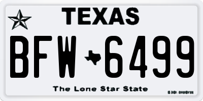 TX license plate BFW6499