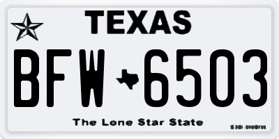 TX license plate BFW6503