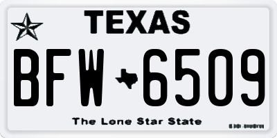 TX license plate BFW6509