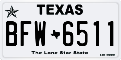 TX license plate BFW6511