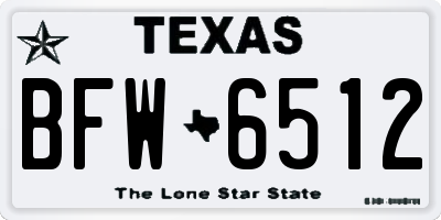 TX license plate BFW6512