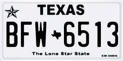 TX license plate BFW6513