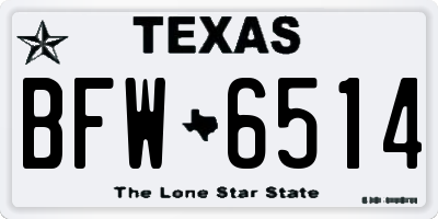 TX license plate BFW6514