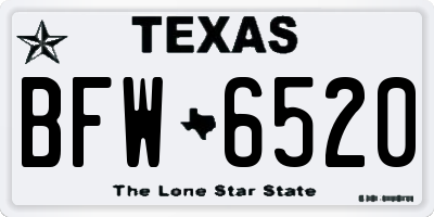 TX license plate BFW6520