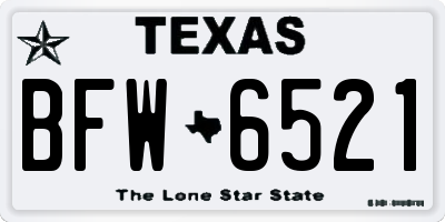 TX license plate BFW6521