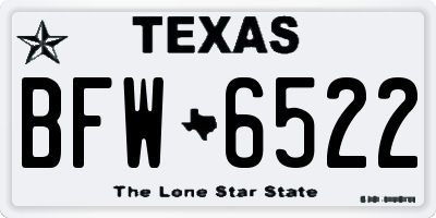 TX license plate BFW6522