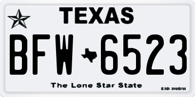 TX license plate BFW6523