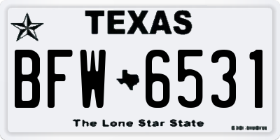 TX license plate BFW6531