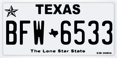 TX license plate BFW6533