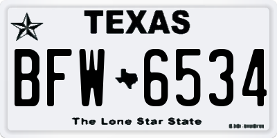 TX license plate BFW6534