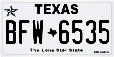 TX license plate BFW6535