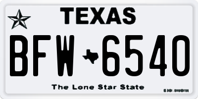 TX license plate BFW6540