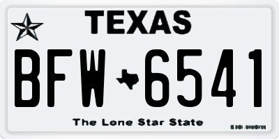 TX license plate BFW6541