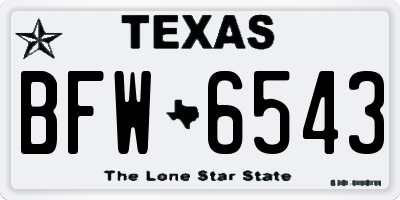 TX license plate BFW6543