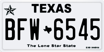 TX license plate BFW6545